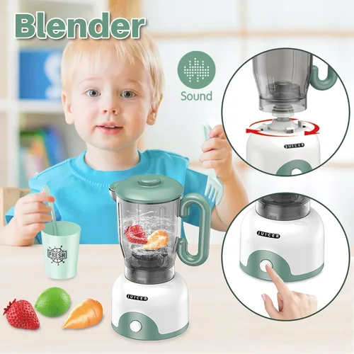 Miniatura 3 de Accesorios de cocina de juego para niños, juego de simulación de cocina con juguetes de electrodomésticos de cocina con cafetera, tostador