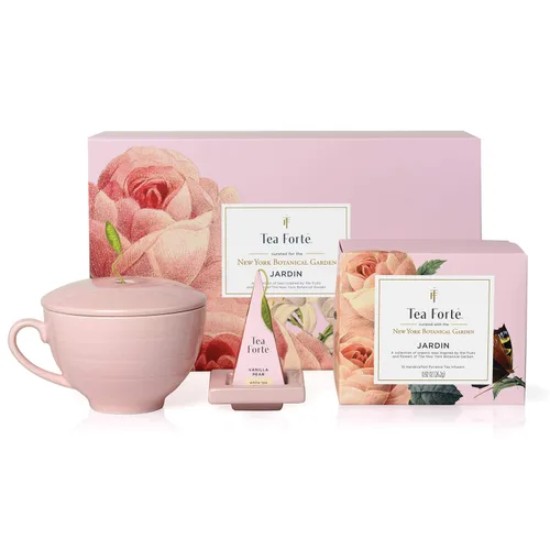 Miniatura 12 de Tea Forte Paradis Juego de regalo de té premium de 3 piezas con taza de café amarilla de mango, bandeja de té y 10 bolsas de infusor de té