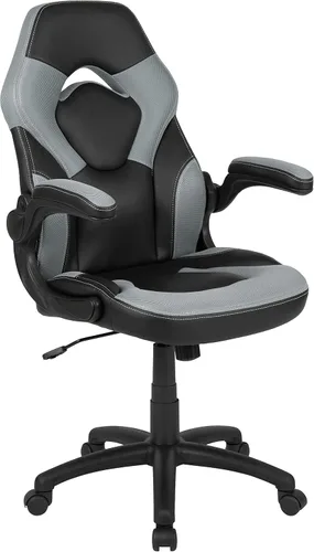 Miniatura 16 de Flash Furniture X10 LeatherSoft - Silla de juegos con respaldo alto estilo carreras con brazos abatibles, silla giratoria ergonómica acolchada