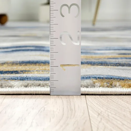Miniatura 9 de Abani - Colección Porto - Alfombra de área - Diseño abstracto gris/azul - 4' x 6' - Fácil de limpiar - Duradera para niños y mascotas - Sin
