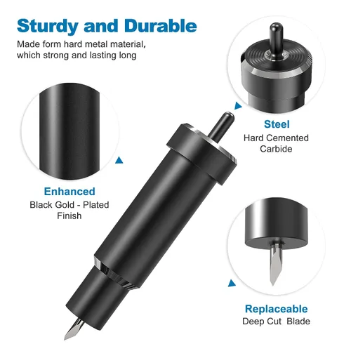 Miniatura 4 de Carcasa negra de corte profundo + hoja de punta profunda de repuesto compatible con máquinas de corte Air2/Air3/Maker/Maker, 3, materiales más