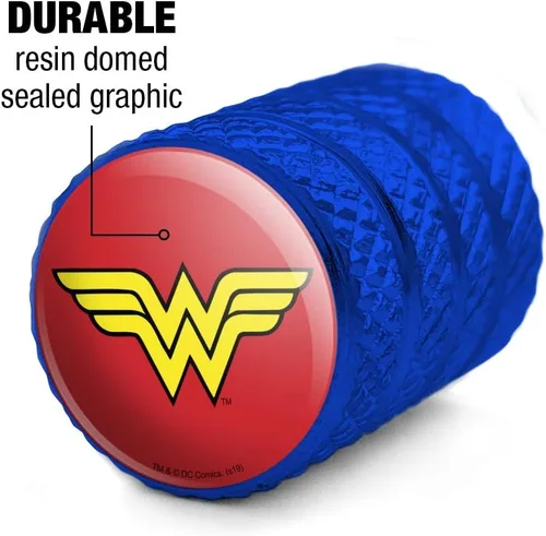 Miniatura 4 de GRAPHICS & MORE - Tapones para válvula de neumático de aluminio con el logo clásico de Wonder Woman Azul