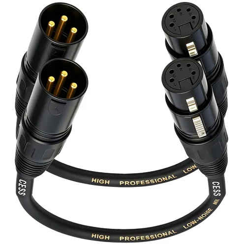 Miniatura 8 de CNCESS XLR - Cable adaptador de 3 pines macho a XLR hembra de 5 pines, 6 pulgadas, convertidor de nicho DMX/audio, paquete de 2