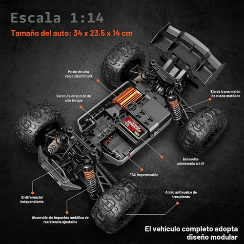 Miniatura 4 de X-TMAGA Vehículos RC Todo Terreno a Escala 1:14 para Adultos y Niños (HS14323), Máxima Velocidad de 40+ KPH, Camión RC Todo Terreno 4WD para Nieve