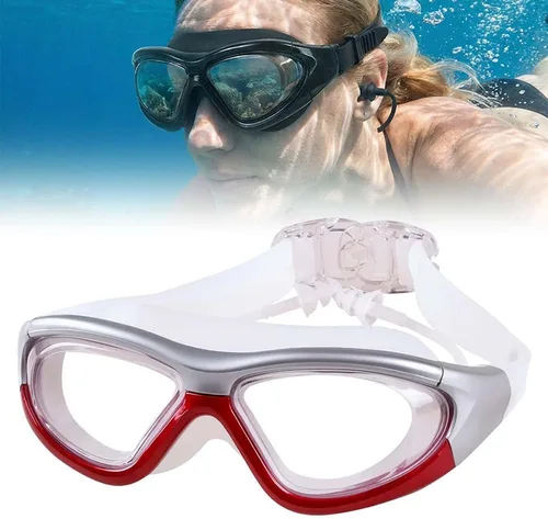 Miniatura 8 de Fliwos Gafas de natación para hombres y mujeres, gafas de natación antivaho con tapones integrados para los oídos, correa ajustable con sello