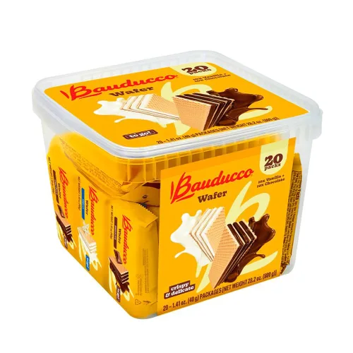Bauducco Galletas de oblea de chocolate y vainilla - Galletas de oblea prácticas de una sola porción con 3 capas de crema - Delicioso aperitivo