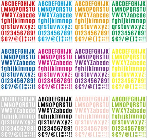 Miniatura 8 de 972 piezas de 12 hojas autoadhesivas de vinilo con letras y números, calcomanías del alfabeto para decoración de gorras de graduación, buzón