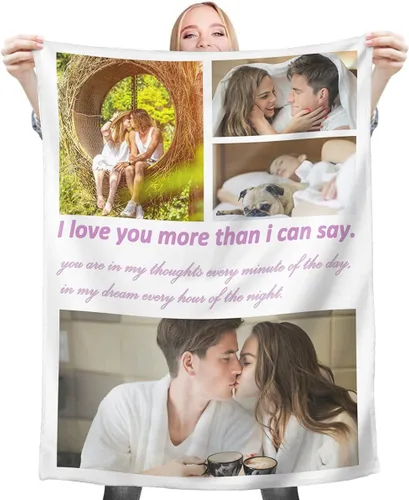 Miniatura 15 de Mantas personalizadas con collage de fotos, mantas personalizadas con texto y imagen, mantas de franela suave, mantas de cama regalo para bebé