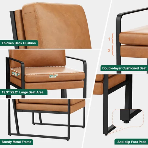 Miniatura 4 de ALISH Sillas de acento, sillón tapizado, sillas modernas de sala de estar, sillón de lino con brazos laterales, sillas de lectura con patas de metal