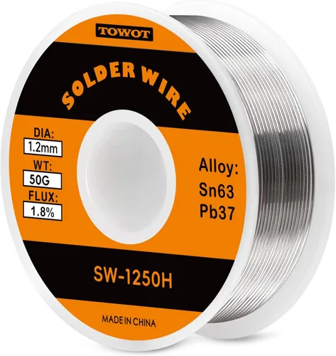 Miniatura 14 de Towot 63-37 Alambre de soldadura con núcleo de colofonia de estaño de alta pureza para soldadura eléctrica, contenido 1.8% de flujo de soldadura