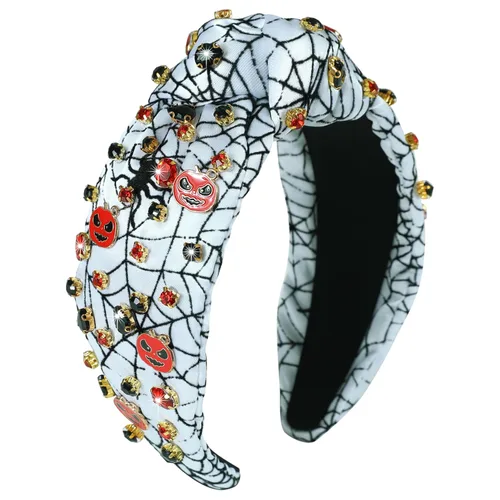 Miniatura 27 de Diademas de fantasma de Halloween para mujer, diadema de araña espeluznante con cuentas de diamantes de imitación de cristal, accesorios