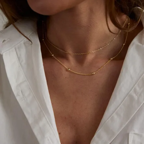 Miniatura 81 de Collares en capas para mujer, chapados en plata, delicada cuerda torcida de serpiente, delicado collar en capas, gargantilla de diferentes