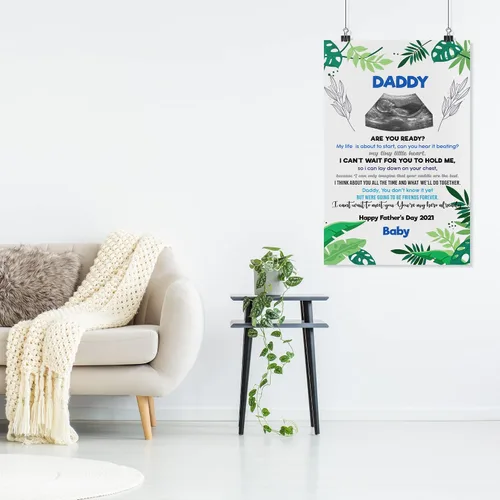 Miniatura 2 de Marco de fotos personalizado para el primer día del padre, foto de ultrasonido personalizado, póster de bebé, decoración de pared para papá por