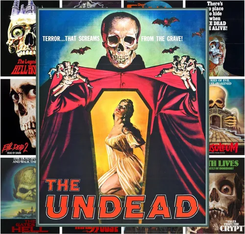 Miniatura 5 de Mini-carteles de película (13 carteles de 8 x 11 pulgadas) Zombies Horror Vintage Pósters de películas cubiertas de película de explotación retro
