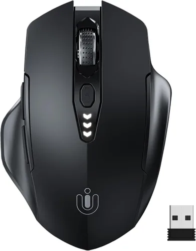 Miniatura 10 de Uineer Ratón inalámbrico, [Actualizado] Pantalla de batería visible, Ratones recargables para portátil 2.4G USB, 4 niveles de DPI ajustables, ratón