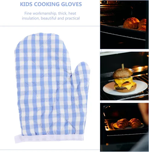Miniatura 7 de Guantes de cocina para niños, 2 unidades, guantes antiquemaduras, guantes para horno de microondas, guantes de cocina para niños pequeños, seguros