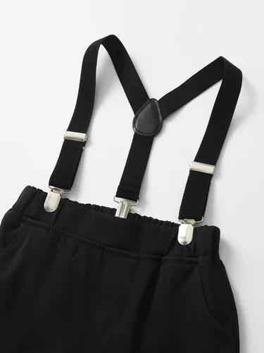 Miniatura 43 de Conjunto de pantalones para bebé, camisa de manga larga + pantalones + corbatín + tirantes, trajes de caballero para niños pequeños