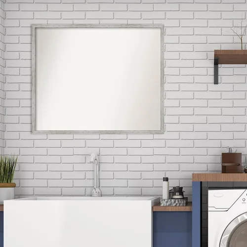 Miniatura 566 de Amanti Art Espejo de baño blanco para sobre el fregadero, 32 x 45 pulgadas, espejo de tocador rectangular blanco esbelto, marco de madera moderno