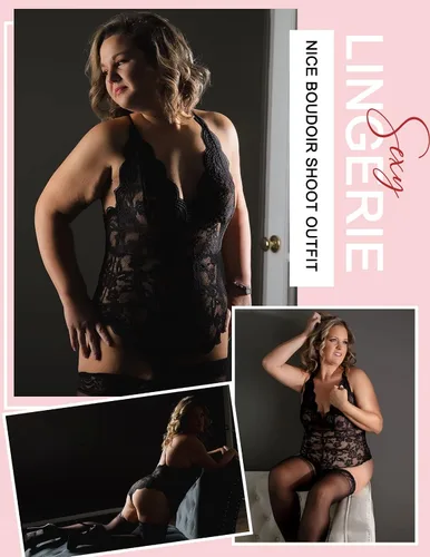 Miniatura 5 de Avidlove - Body de encaje sexy lencería de una pieza para mujer escote en V profundo