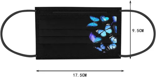 Miniatura 3 de JINF ATRISE - 50 cubrebocas desechables con estampado de mariposas para adultos a la moda reutilizable para exteriores ciclismo a prueba de polvo
