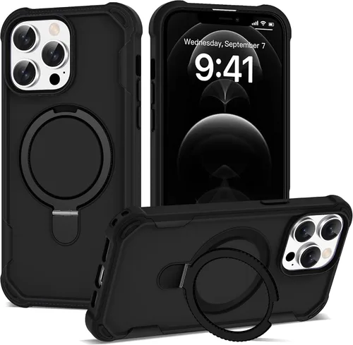 Funda compatible con iPhone 12 y 12 Pro de 6.1 pulgadas con soporte de anillo magnético [protección militar contra caídas] [compatible con MagSafe]