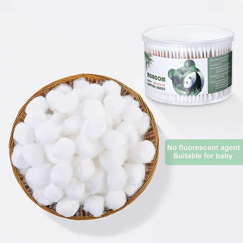 Miniatura 6 de MONCOM - Hisopos de algodón, 500 unidades, puntas gruesas, redondas, dobles, biodegradables, ecológicos, fuertes, hisopos de algodón para orejas