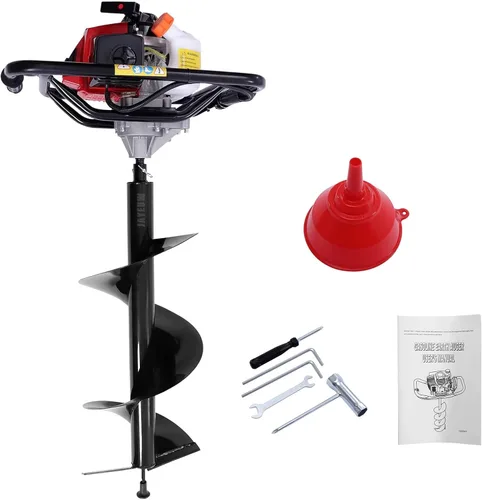 Miniatura 12 de Taladro de tierra de 52 cc de 2 tiempos para perforaciones de poste a gas + brocas de 4 pulgadas, 8 pulgadas y barra de extensión, excavadora