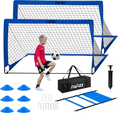Miniatura 11 de Portería de fútbol, portería de fútbol para patio trasero, juego de red de fútbol portátil desplegable de 6 x 4 pies, equipo de entrenamiento