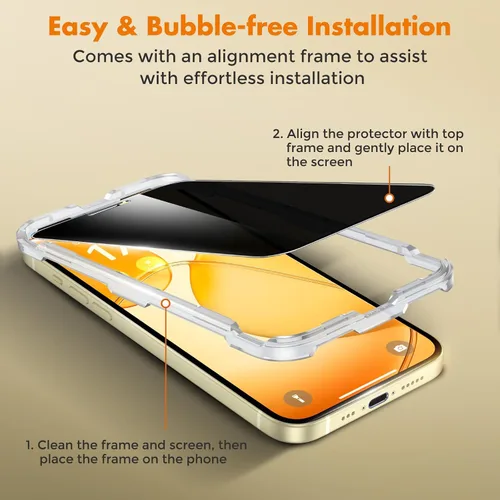 Miniatura 5 de UNBREAKcable Protector de pantalla de privacidad para iPhone 15, cobertura completa, vidrio templado inastillable [borde a borde]