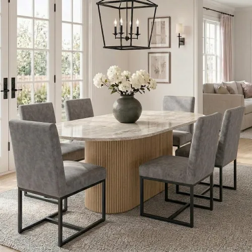 Miniatura 22 de HNY Juego de 2 sillas de cocina modernas, silla de cocina y comedor de cuero PU, silla de comedor tapizada silla auxiliar con marco de metal