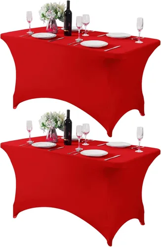 Miniatura 99 de Mantel de elastano para mesas de 4, 6 u 8 pies, mantel elástico universal ajustable para fiestas, banquetes, bodas y eventos - Verde manzana