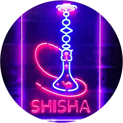 ADVPRO Hookah Shisha Shop Home Room Man Cave Décor Letrero de neón LED de doble color, azul y rojo, 8.5 x 12 pulgadas st6s23-i3208-br