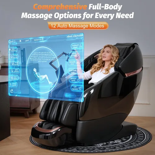 Miniatura 8 de Silla de masaje de cuerpo completo, sillas reclinables de masaje Shiatsu de gravedad cero SL-Track 2026 con voz AI, control remoto con luz LED