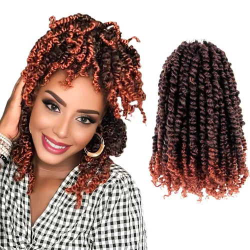 Miniatura 19 de Pelo Passion Twist de 8 pulgadas, trenzas de ganchillo pretrenzadas, paquetes de 8 paquetes (1B/negro natural)