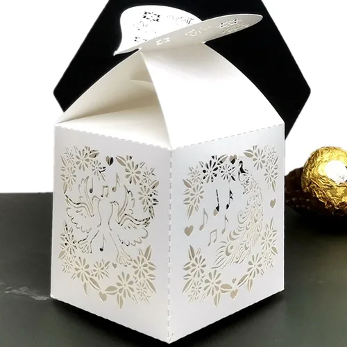 the love 46 cajas de recuerdos de boda, flores cortadas con láser, flores y mariposas de pavo real, paloma, cantar, caja de chocolate creativa,