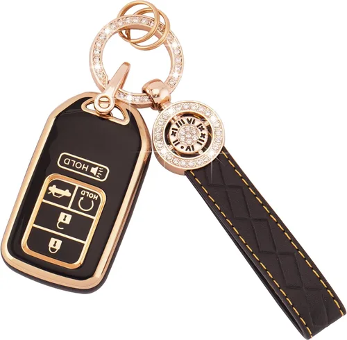 Miniatura 13 de EKALA para Funda de Llavero con Llavero de Cuero, Funda de Tecla de 5 Botones TPU Compatible con 2007-2018 Wrangler Compass Patriot, Dodge Ram