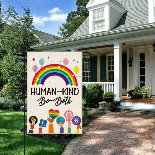 Miniatura 5 de Hafhue Human Kind Be Both Welcome Bandera de Jardín para Patio Exterior Decoraciones de Granja, Bandera Be Kind Regalo para Familias Amigos, Bandera