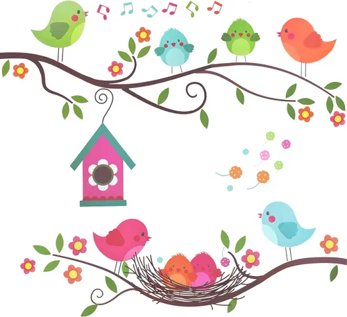 Miniatura 10 de Maydahui Vinilo adhesivo de pared con diseño de pájaros en ramas de árbol (34 x 34 pulgadas) removible para despegar y pegar, murales artísticos