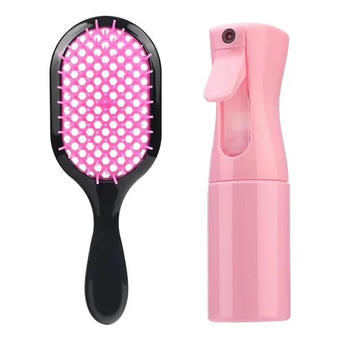 Miniatura 14 de Cepillo desenredante, paquete de 2 cepillos desenredantes, desenredante suave y eficaz en tipos de cabello frágil húmedo o seco, ultraligero, Rosa