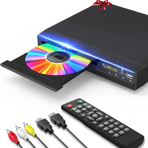 Reproductor de DVD, Reproductor de DVD sin restricción regional HDMI para Smart TV, escalado 1080P, entrada USB, cable de salida HDMI/RCA incluido,