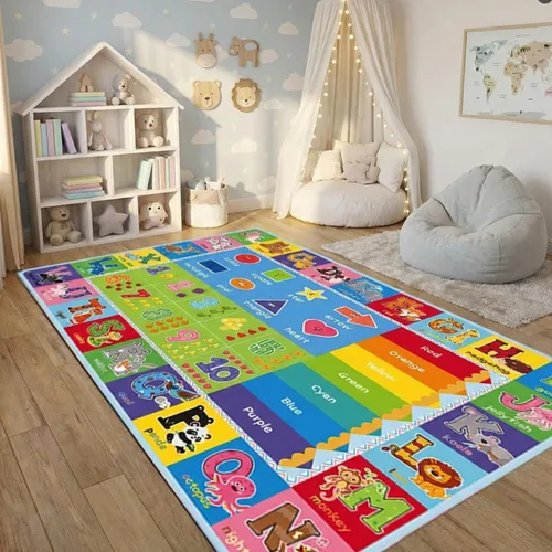 Miniatura 8 de ABC Kids Play Mat, Educational Alphabet Rug with Numbers & Animals, Non-Slip Carpet for Playroom Classroom Nursery, 59x39.4 Inch