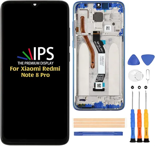 A-MIND Para XiaoMi Redmi Note 8 Pro 6.53 pulgadas Pantalla táctil digitalizador LCD Kit de reemplazo de montaje con protector de Azul (Blue with