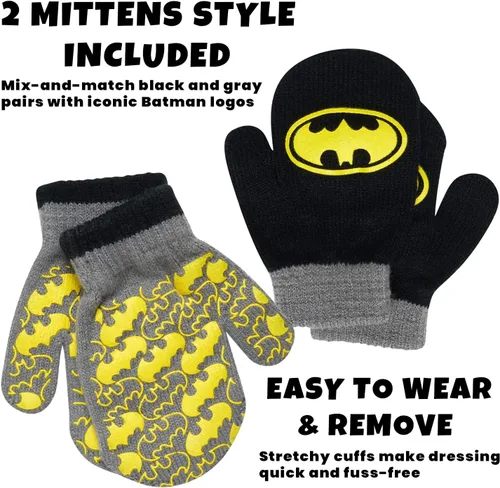 Miniatura 31 de DC Comics Conjunto de 2 pares de guantes o manoplas de invierno de Batman para niños (niños pequeños)