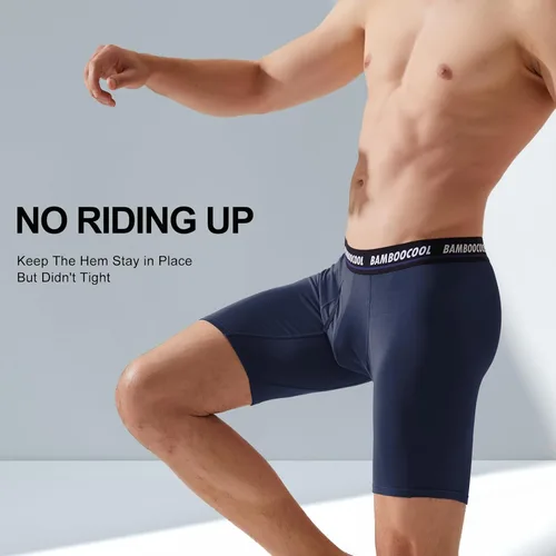 Miniatura 4 de BAMBOO COOL Men's Long Boxer Briefs Long Leg Performance Breathable Comfort Underwear for Men 3 or 5 or 6 Pack