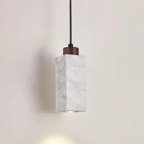 Miniatura 5 de Vintage Green Pendant Lights Fixtures, Nordic Natural Marble Hanging Pendant Lamp, Modern Wood Chandeliers for Kitchen Island Dining Room Living
