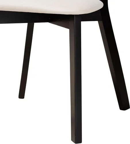 Miniatura 7 de Baxton Studio Dannell Mid-Century - Juego de sillas de comedor de 2 piezas de tela crema y madera con acabado negro