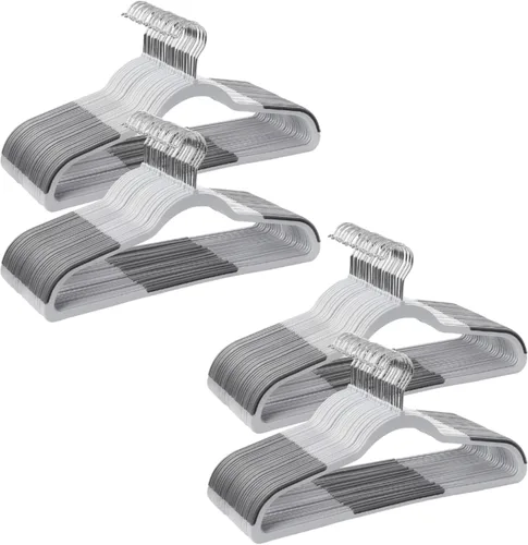 SONGMICS Perchas para Abrigos, Paquete de 100 Perchas de Plástico para Abrigos, que Ahorran Espacio, Gris Claro y Gris Oscuro UCRP050G100 Gris claro