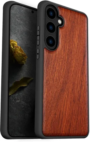 Miniatura 9 de Carveit Funda de madera para Galaxy S24 - Madera natural y TPU negro suave, cubierta protectora a prueba de golpes, diseño de madera único Bandera