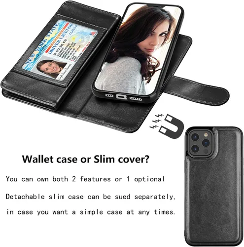 Miniatura 4 de NJJEX Funda compatible con iPhone 12 Pro Max / iPhone 12 Pro Max de 6.7 pulgadas (2020), [9 ranuras para tarjetas] tarjetero de piel sintética