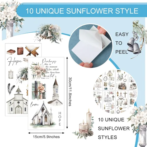 Miniatura 2 de Lincia - 10 hojas de calcomanías navideñas para manualidades y muebles, calcomanías de transferencia por fricción, muñeco de nieve, gnomo, reno